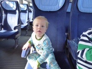 Yes... he travelled in his PJs (at least part of the way)